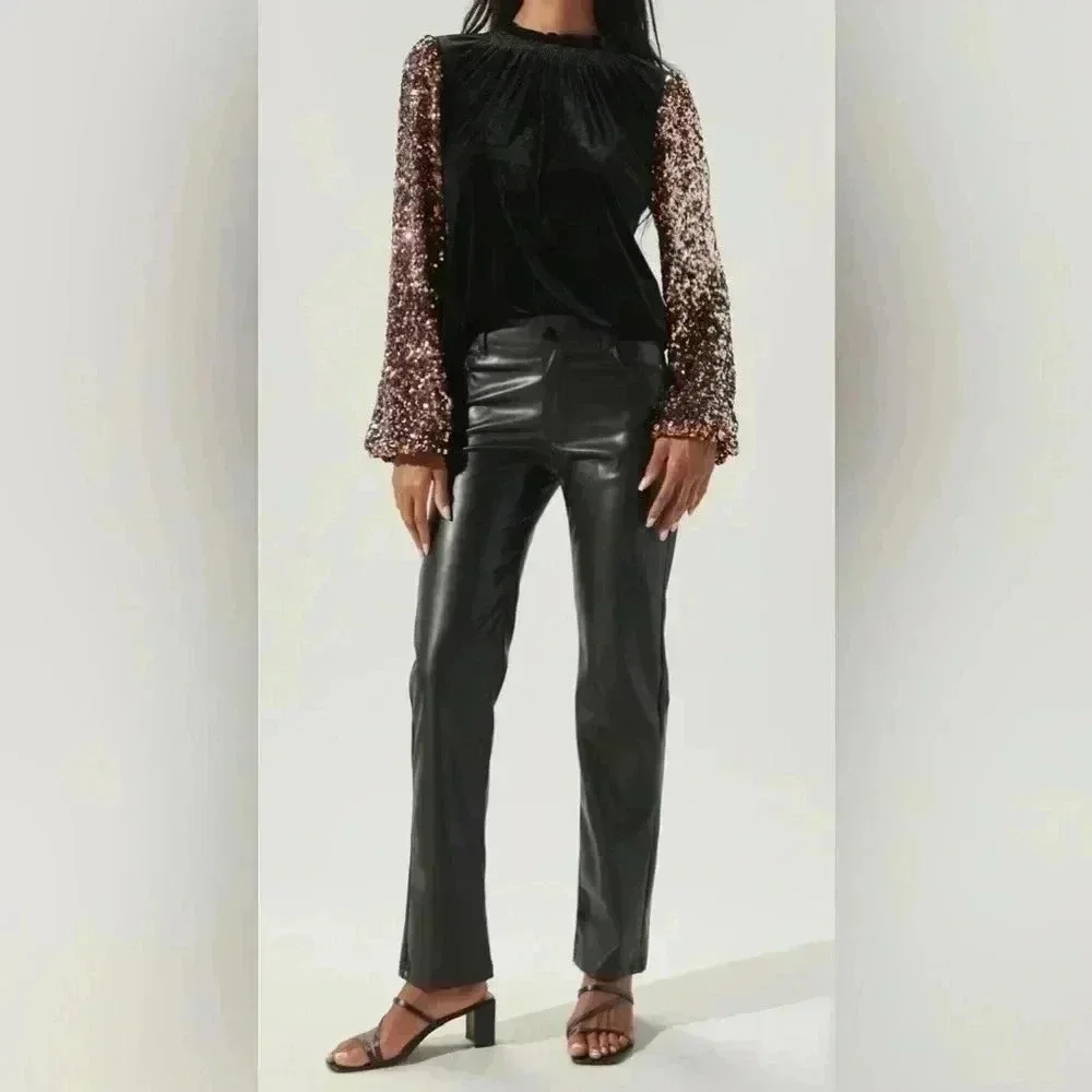 Sugarlips Michelle Velvet Mock Neck Top - Picture 2 of 4